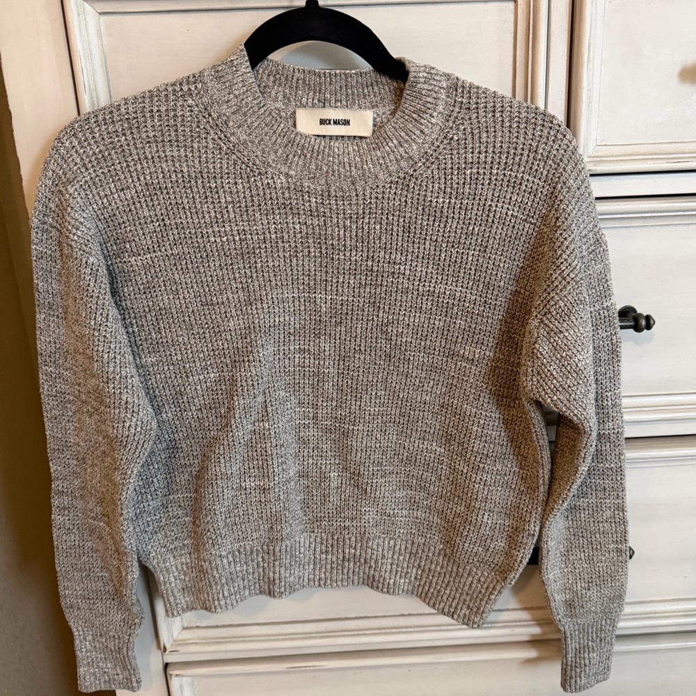 Buck Mason Heathered Gray Crew Neck Sweater